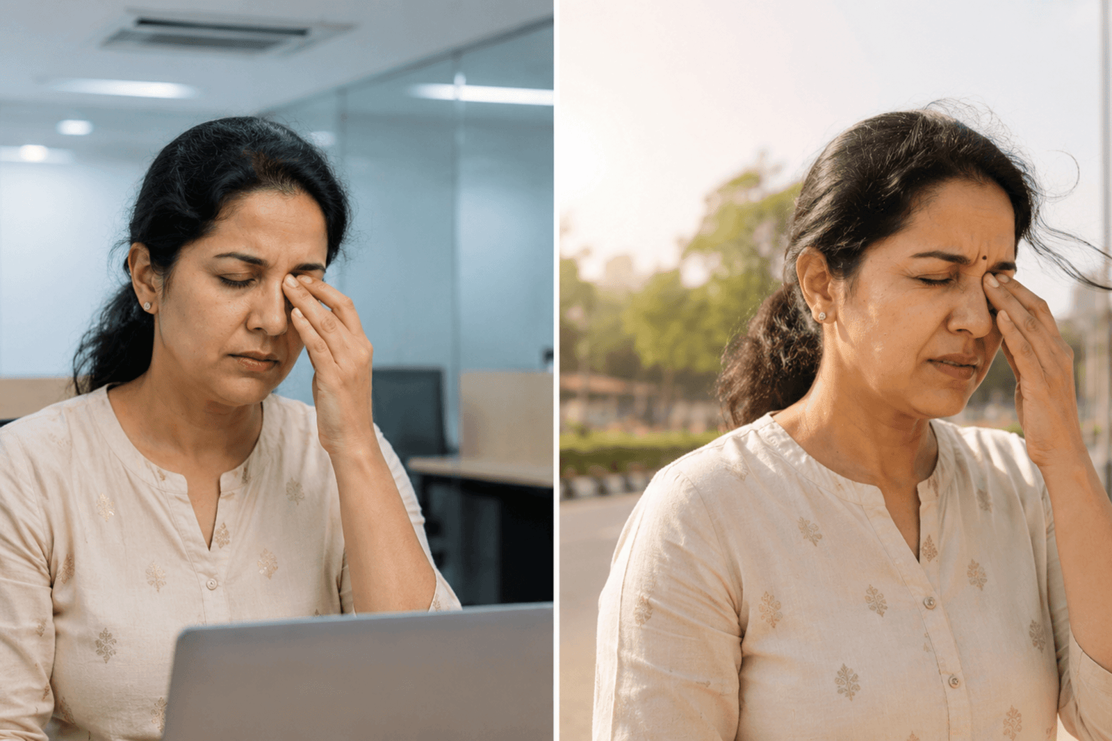 eyes feel Different indoors vs. outdoors